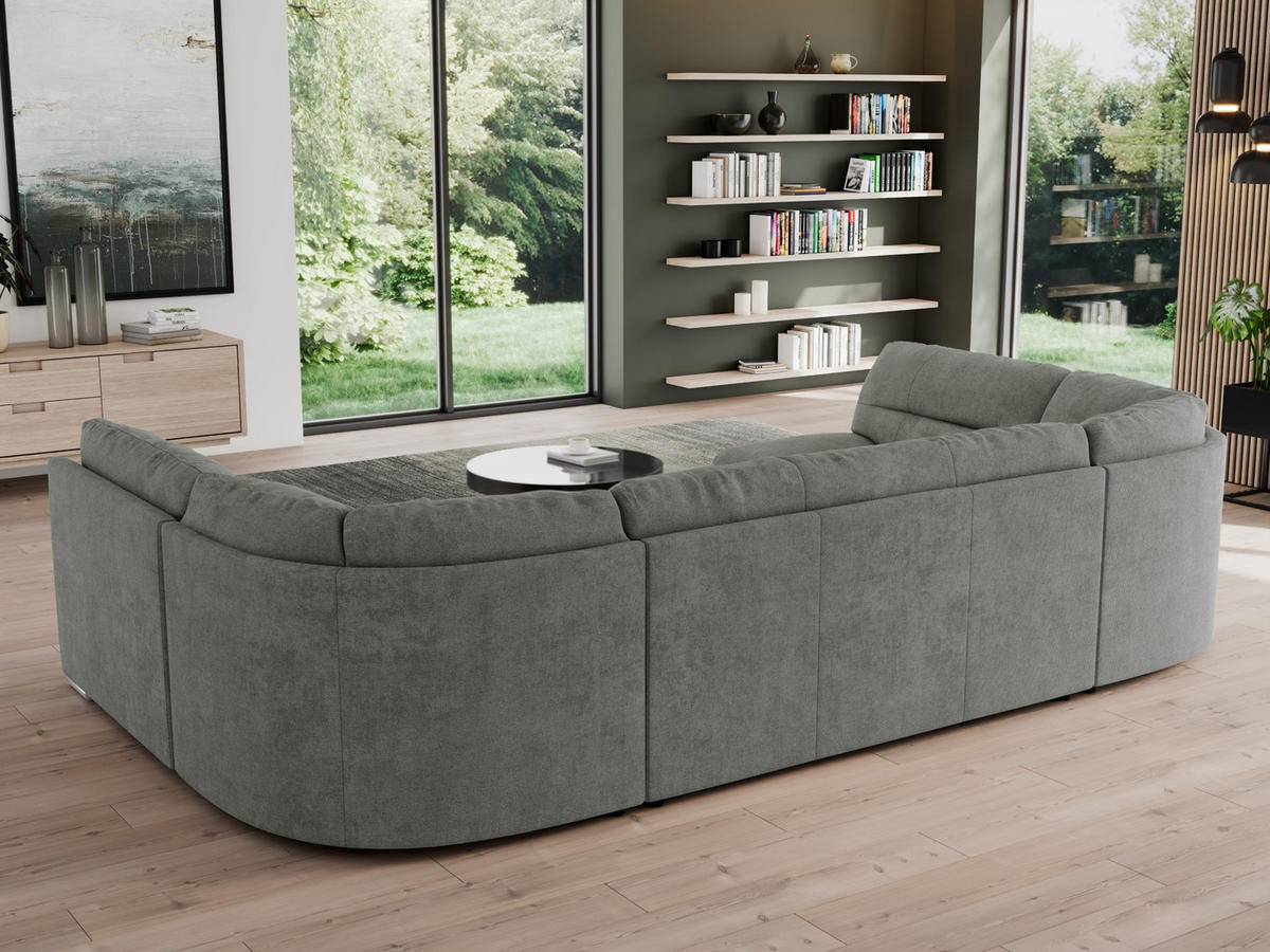 WOHNLANDSCHAFT MORBIDO U Grau Struktur - Silberfarben/Grau, Textil/Metall (340/93/206cm) - MKS