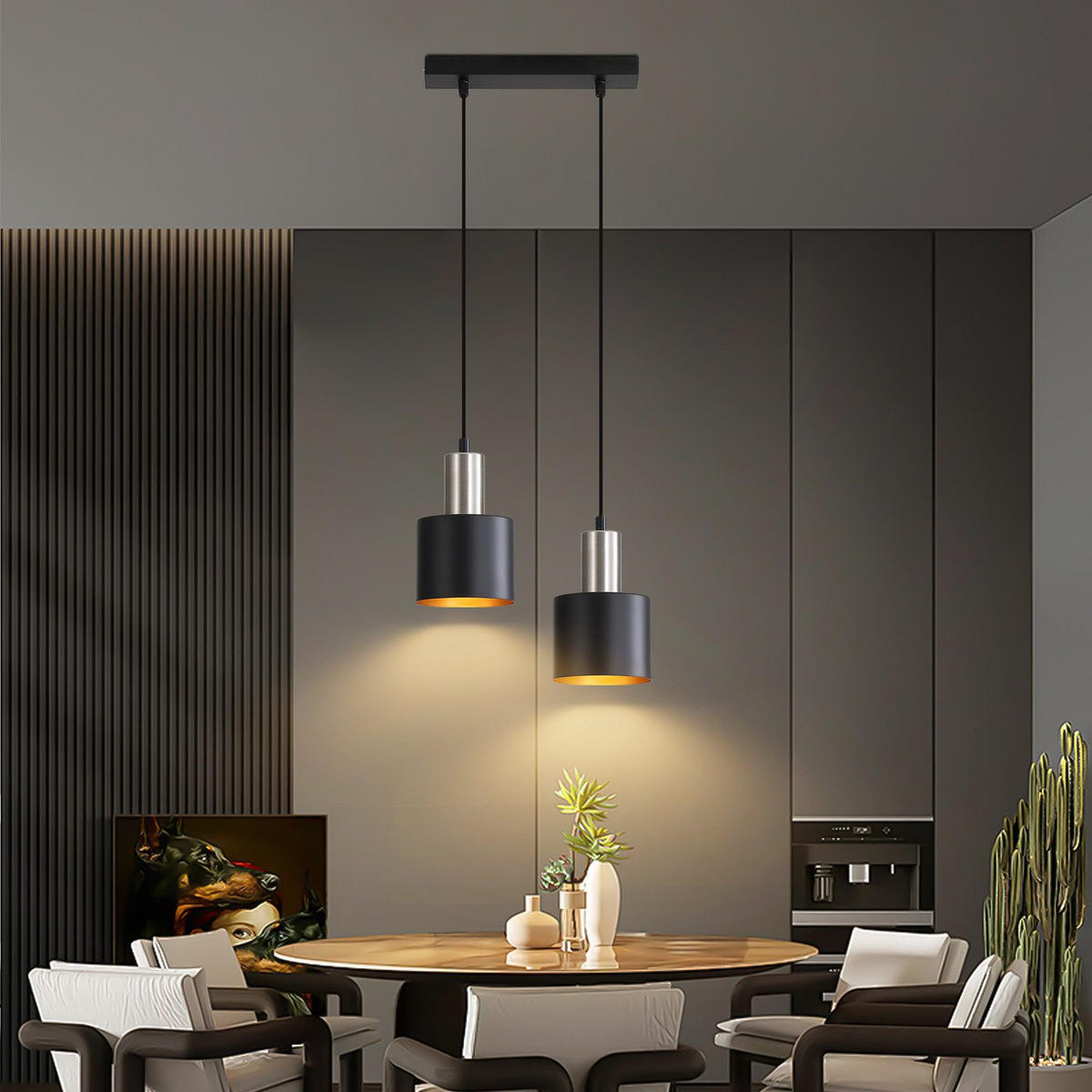 PENDELLEUCHTE Iris 30/30/173.5 cm - Schwarz, Metall (30/30/173.5cm) - ZMH