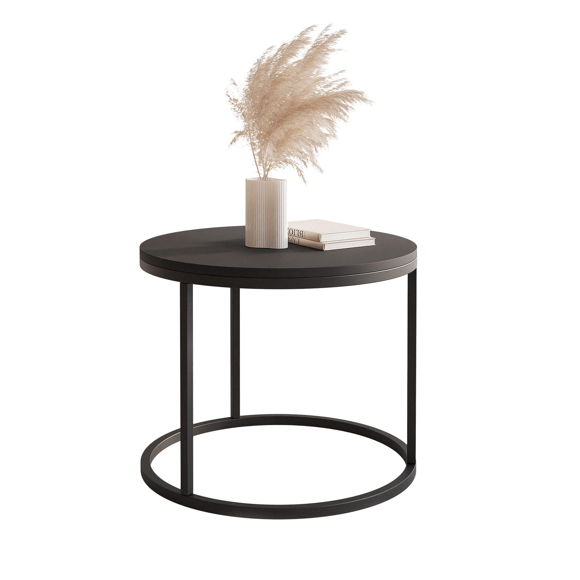 COUCHTISCH 50 cm rund Schwarz, Schwarz Gestell - Schwarz, Holzwerkstoff (50/50/42cm) - Idohome