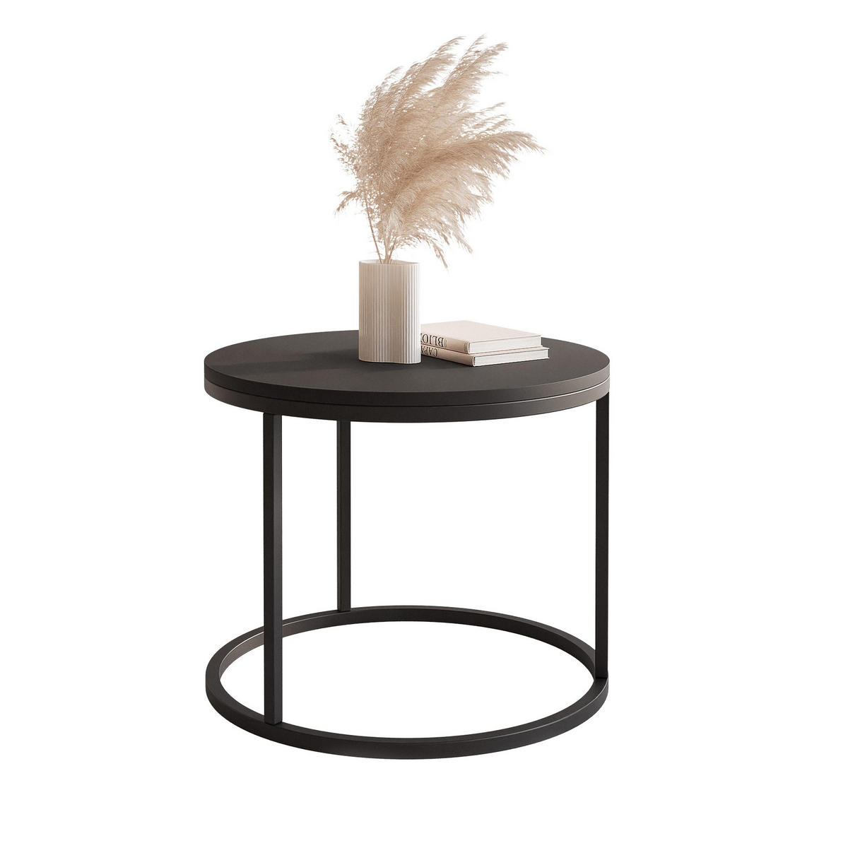 COUCHTISCH 50 cm rund Schwarz, Schwarz Gestell - Schwarz, Holzwerkstoff (50/50/42cm) - Idohome