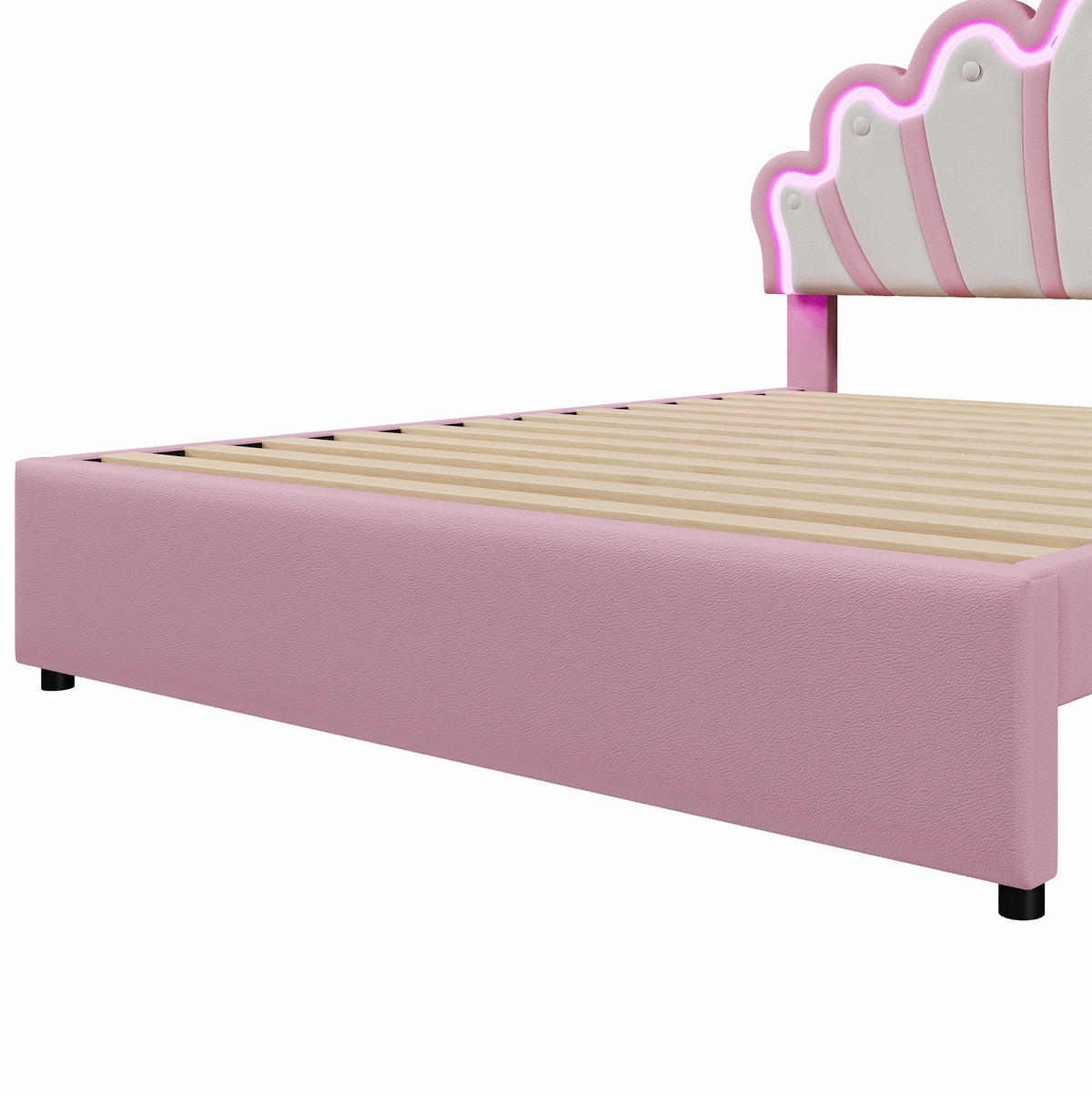 POLSTERBETT 140/200 cm Rosa aus PU mit 2 Schubladen - Rosa, Kunststoff (140/200cm) - OKMYHOME