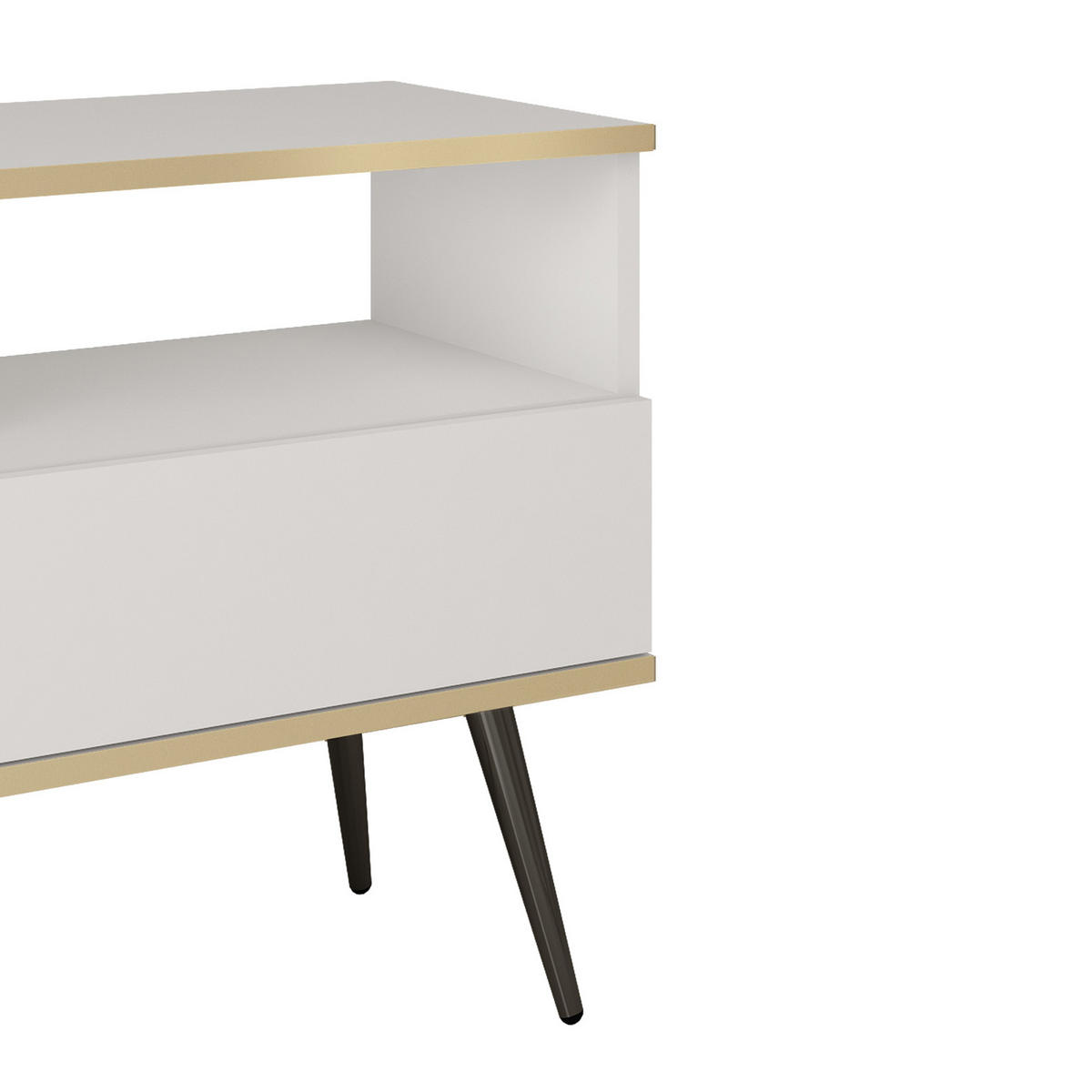 NACHTTISCH Weiß - S-54, Hochglanz, Schubladen Push-to-Open 54x39x59 cm Weiß/Schwarz - Schwarz/Weiß, Holzwerkstoff/Kunststoff (54/59/39cm) - DomoHome