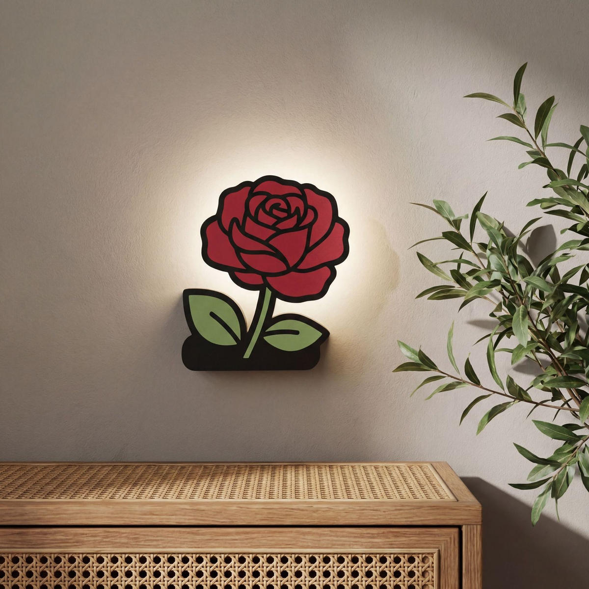 LED-WANDLEUCHTE 18.3/16.5/3.8 cm - Rot, Kunststoff (16.5/3.8/18.3cm) - Authentics