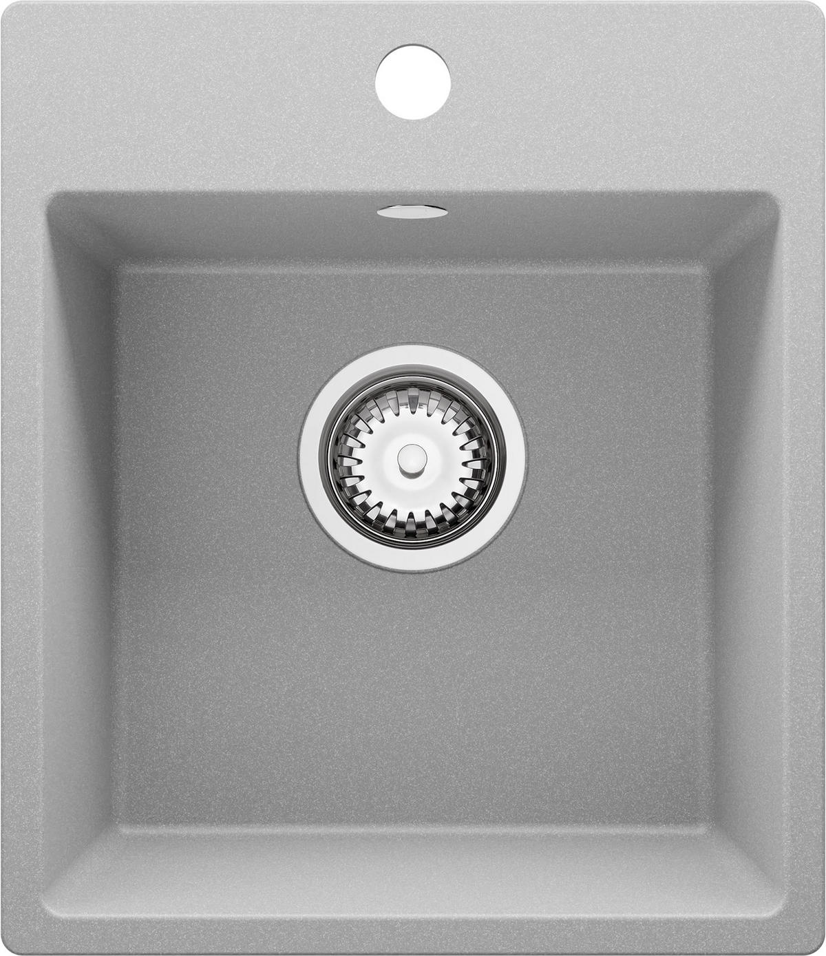 SPÜLBECKEN Riga Easy, 2-er set Grau 38/44 cm 1 Becken + Ablauf-Set ab 40er Unterschrank - Chromfarben/Grau, Kunststoff (38/19/44cm) - Primagran
