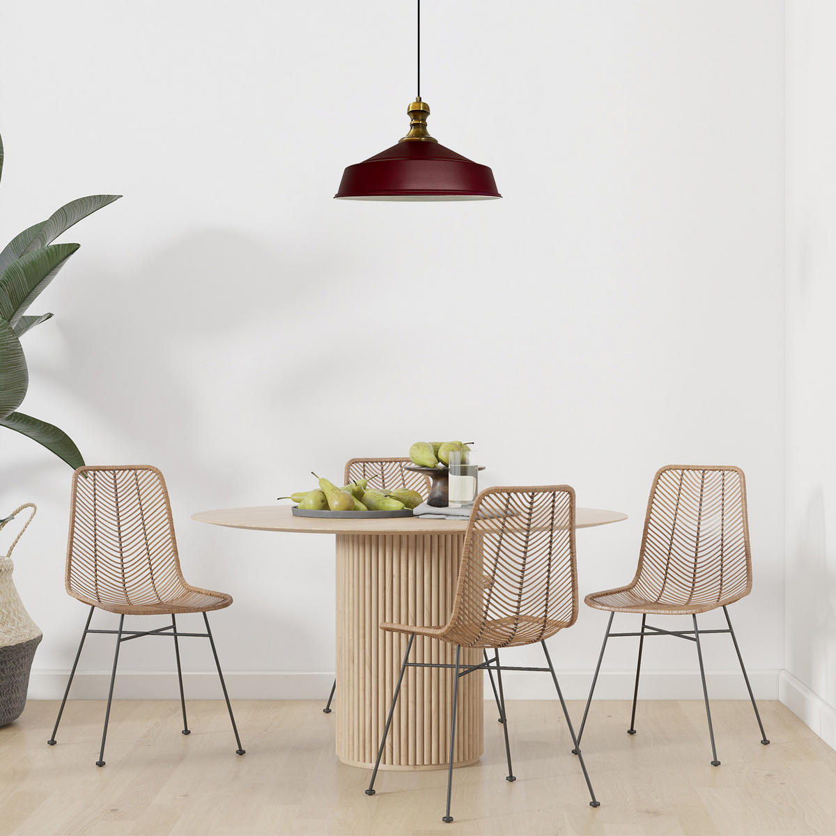 PENDELLEUCHTE Asletl 40/30 cm - Dunkelrot, Metall (40/30cm) - Bamyum