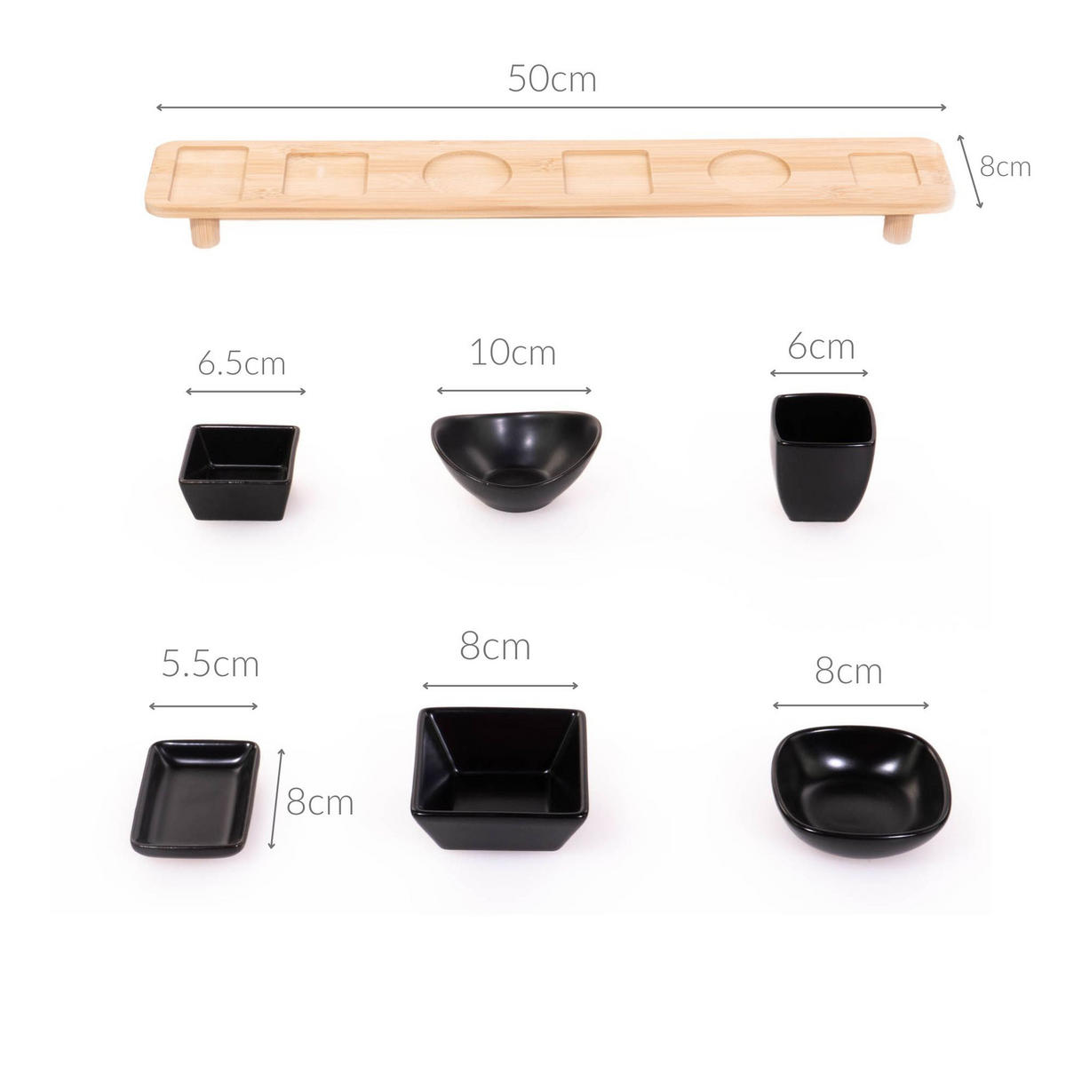 SERVIER-SET für Snacks Schwarz 50,6/9,4/7,7 cm - Schwarz, Keramik (50.6/9.4/7.7cm) - Excellent Houseware
