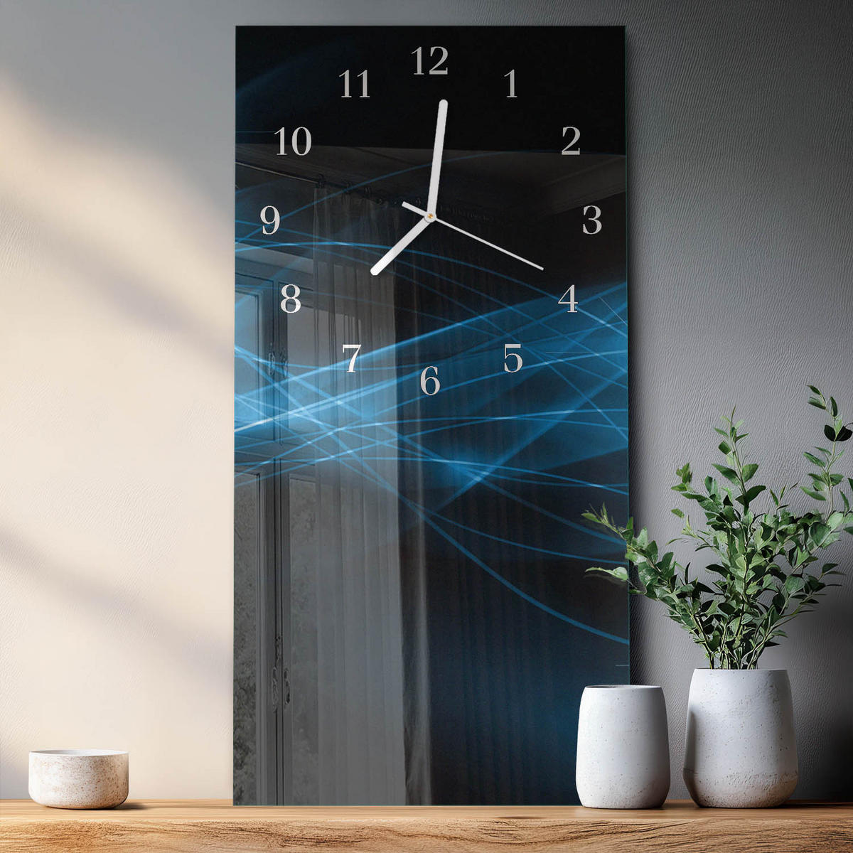 WANDUHR 30x60 cm - Anis - Blau, Glas (30/60/0.4cm) - TULUP