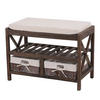 SCHUHREGAL SITZBANK Braun, Cremeweiß - Braun/Weiß, Holz (65/45/34cm) - MCW