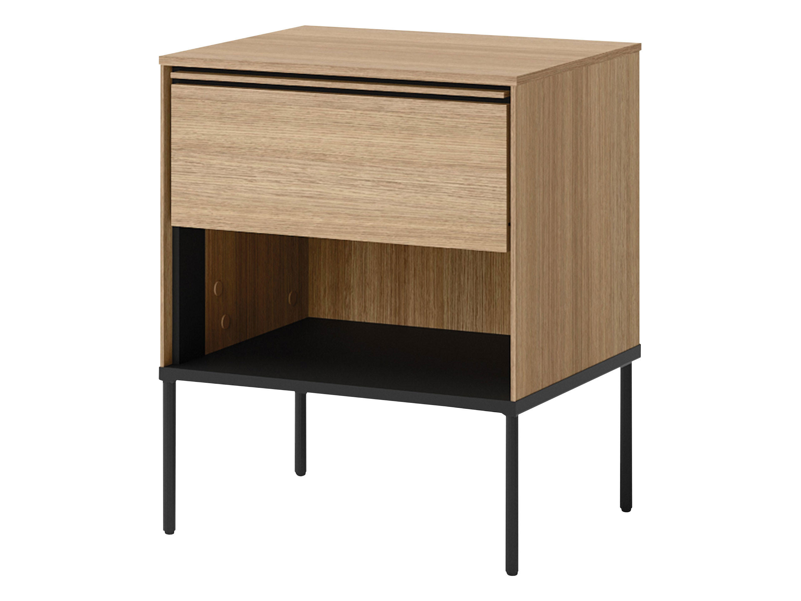 NACHTTISCH 1S Visso VI-10 - Eichefarben/Schwarz, Holzwerkstoff/Metall (51/62/41cm) - MIRJAN24