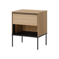 NACHTTISCH 1S Visso VI-10 - Eichefarben/Schwarz, Holzwerkstoff/Metall (51/62/41cm) - MIRJAN24