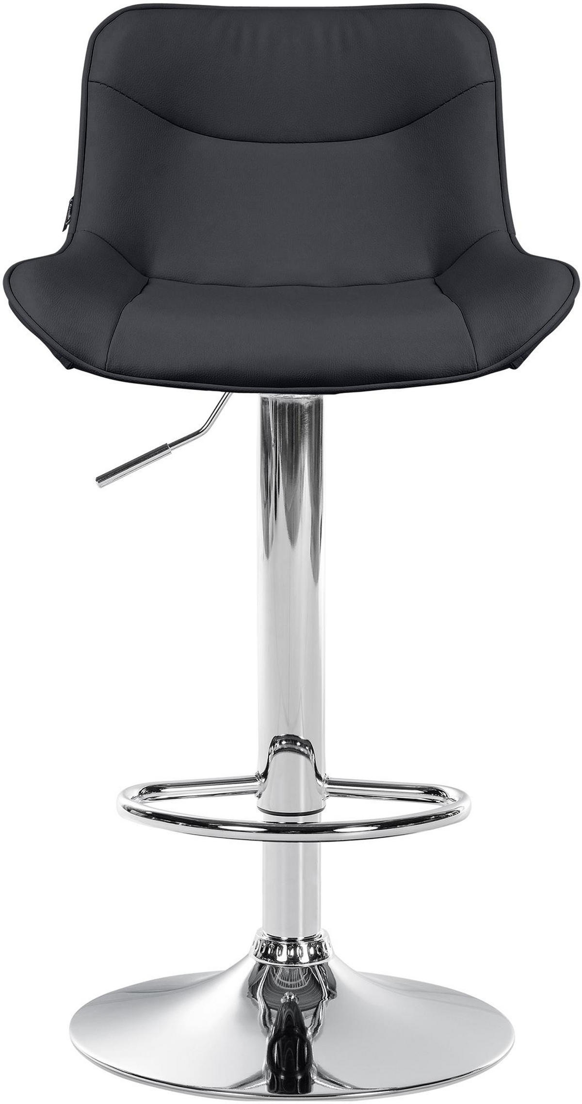 BARHOCKER 2er Set Lederlook schwarz - Chromfarben/Schwarz, Textil/Metall (49/85/51cm) - CLP