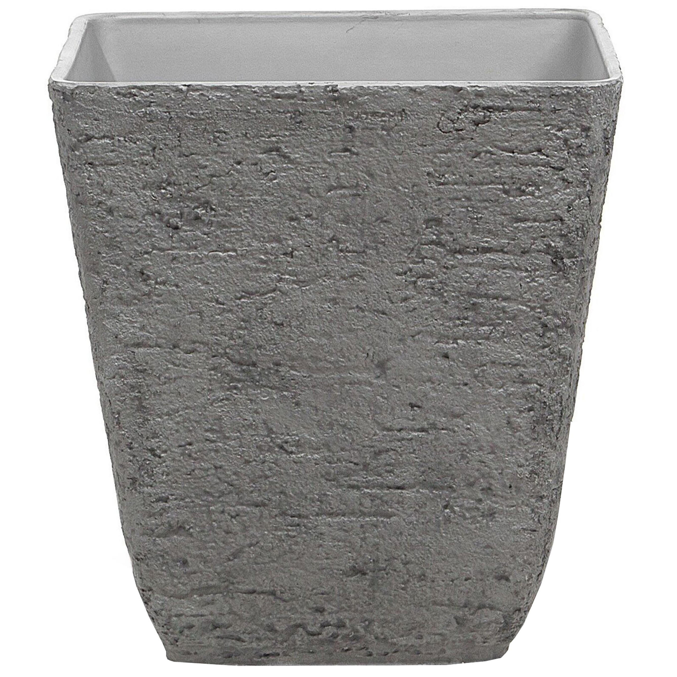 BLUMENTOPF dunkelgrau quadratisch 49/49/53 cm Delos - Dunkelgrau, Stein (53cm) - Beliani