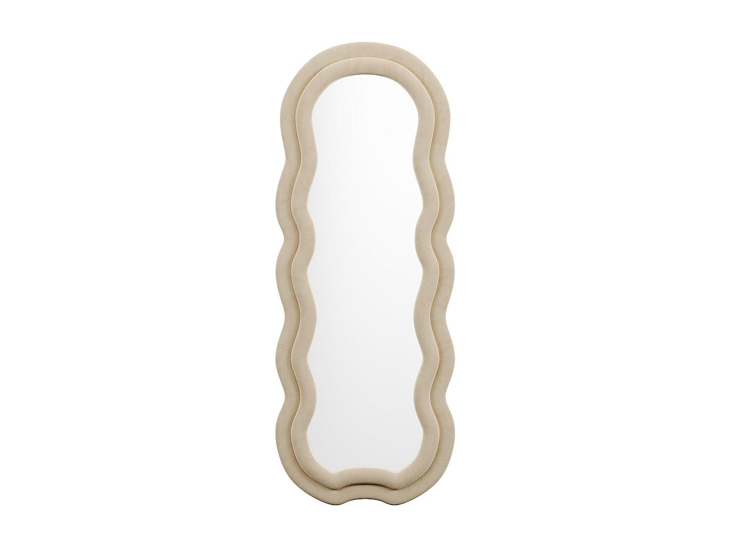 WANDSPIEGEL - 60 cm x 3 cm - Samt - Beige - LINOA - Beige, Holz/Textil (60/160/3cm) - Vente-Unique