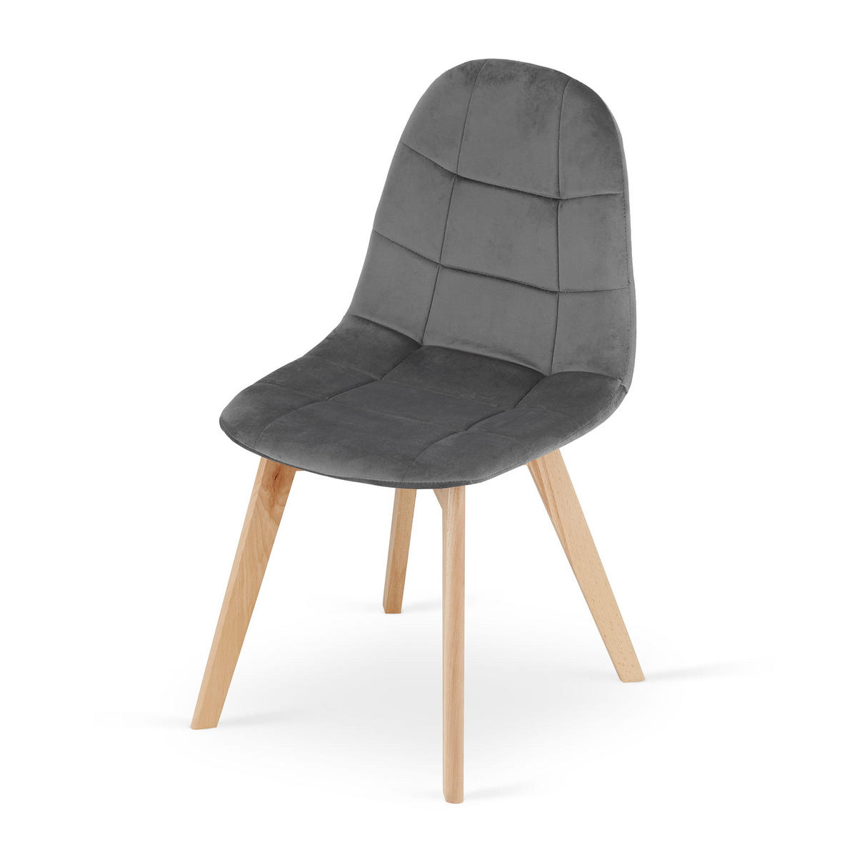 STUHL SORANO 6-er Set, Grau, mit Samtstoff gepolstert - Anthrazit, Holz/Textil (45/82/54cm) - Komodee
