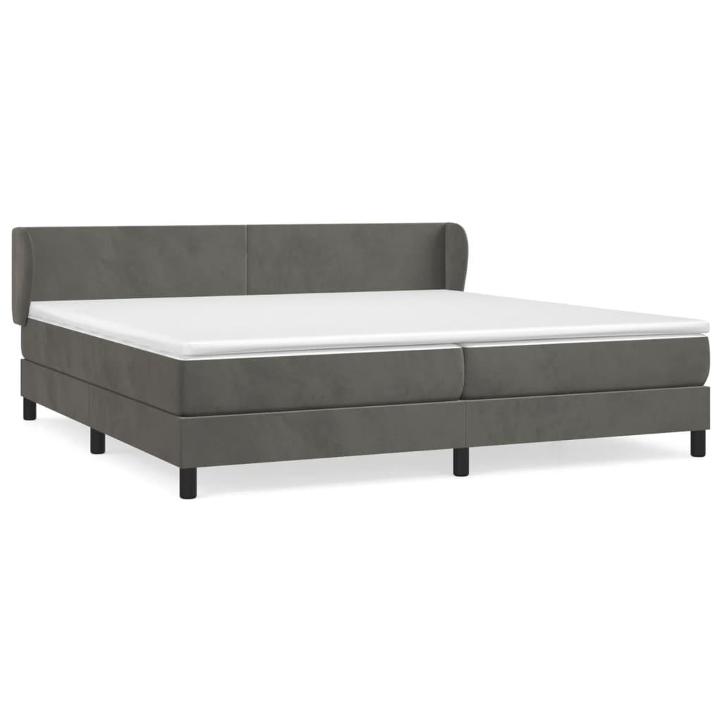 BOXSPRINGBETT Mit Matratze Dunkelgrau 200/200 Cm Samt - Weiß, Textil (200/200cm) - vidaXL