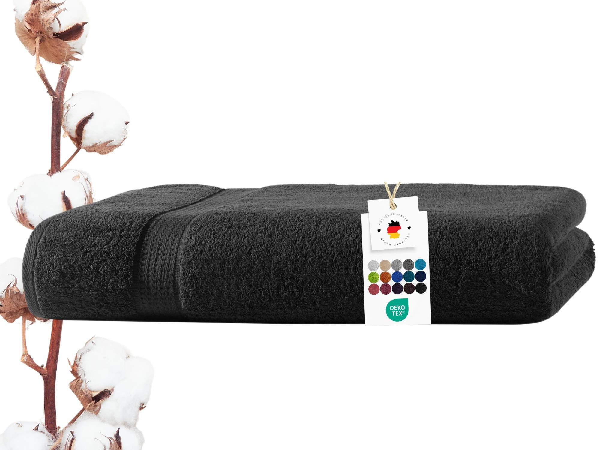 BADETUCH 100x150 cm Frottier Handtücher aus 100% Baumwolle, Schwarz 500g/m2 - Schwarz, Textil (100/150cm) - Carpe Sonno