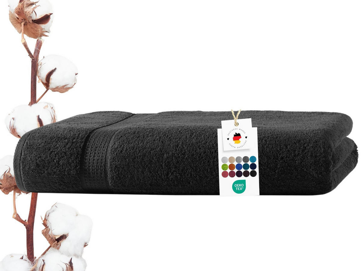 BADETUCH 100x150 cm Frottier Handtücher aus 100% Baumwolle, Schwarz 500g/m2 - Schwarz, Textil (100/150cm) - Carpe Sonno