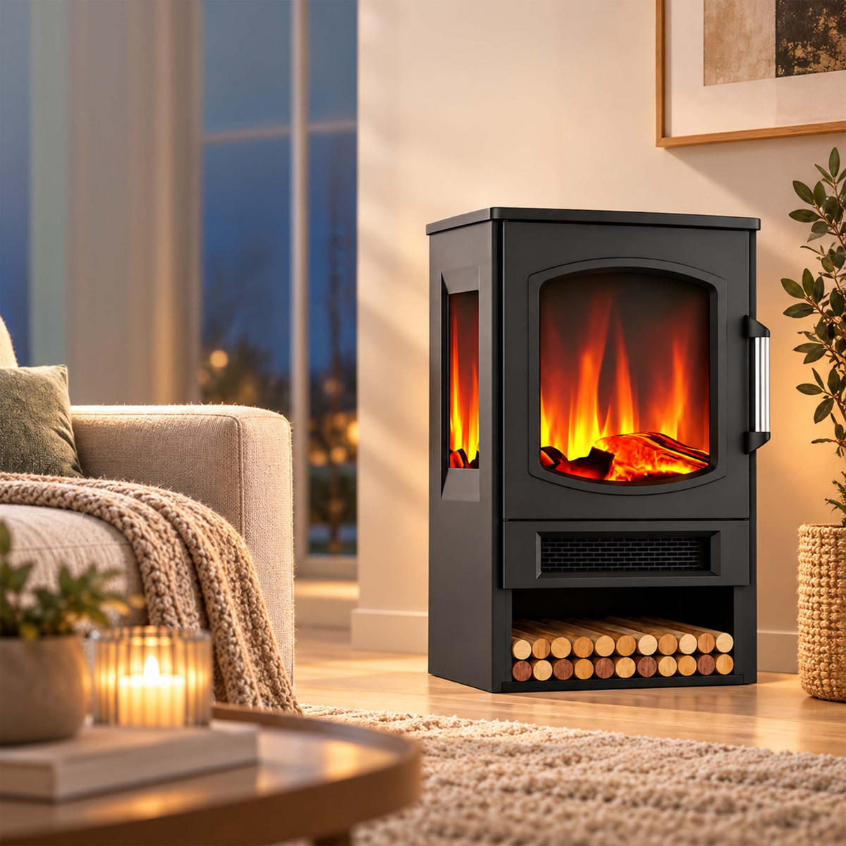 KRB Černý elektrický s topením 1800 W dálkové ovládání - černá, kov/plast (44/75/35cm) - Relaxdays