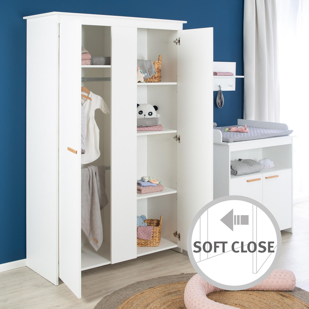 BABYZIMMER-SET Anton, 3-teilig - Weiß, Holzwerkstoff (78.5/80/142cm) - Roba