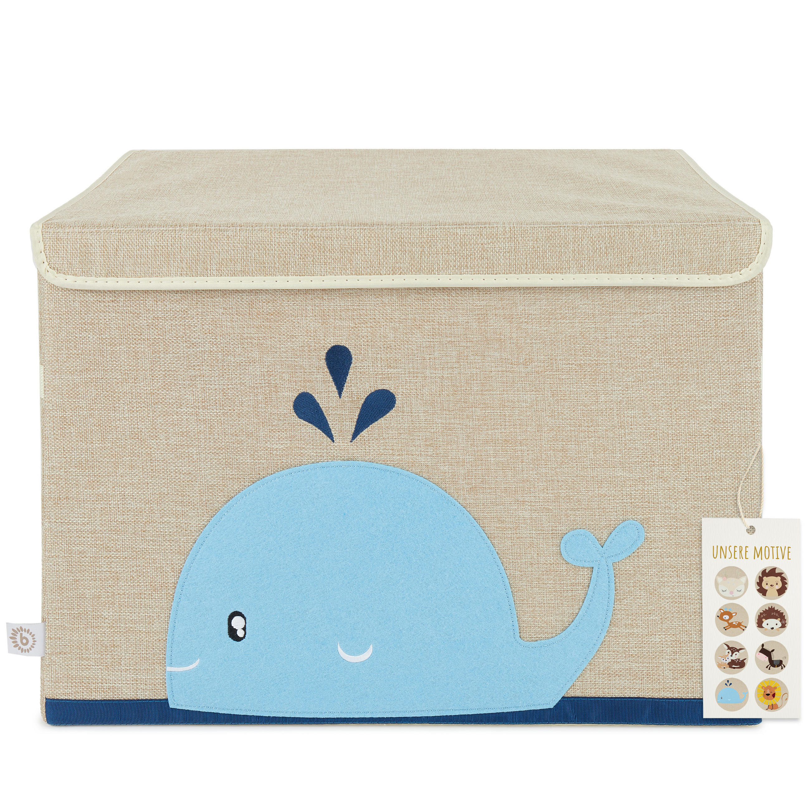 AUFBEWAHRUNGSBOX mit Deckel 65L, faltbar - Blau/Beige, Textil (51/36cm) - Bieco Spielwaren