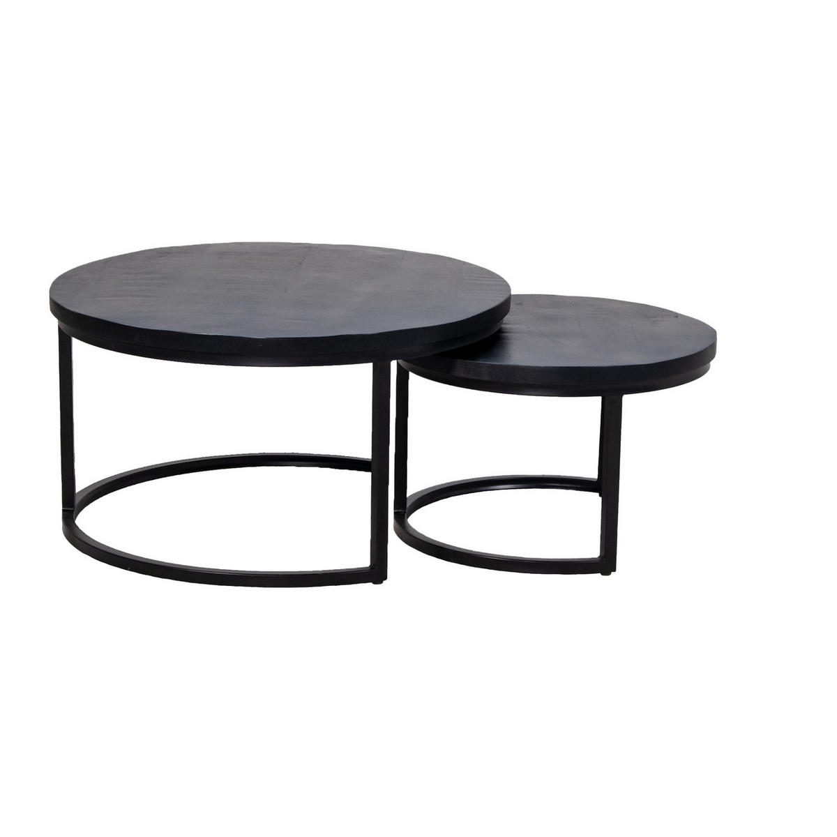 COUCHTISCH 2er-Set aus Mangoholz, schwarz - Schwarz, Metall (70/70/38cm) - Giga Meubel