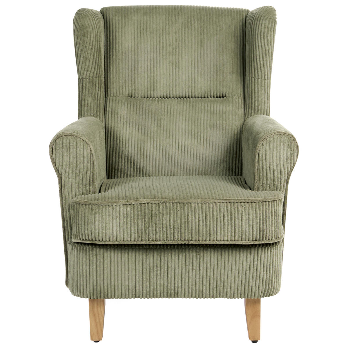 OHRENSESSEL Cord Grün Abson - Braun/Grün, Holz/Textil (77/102/87cm) - Beliani