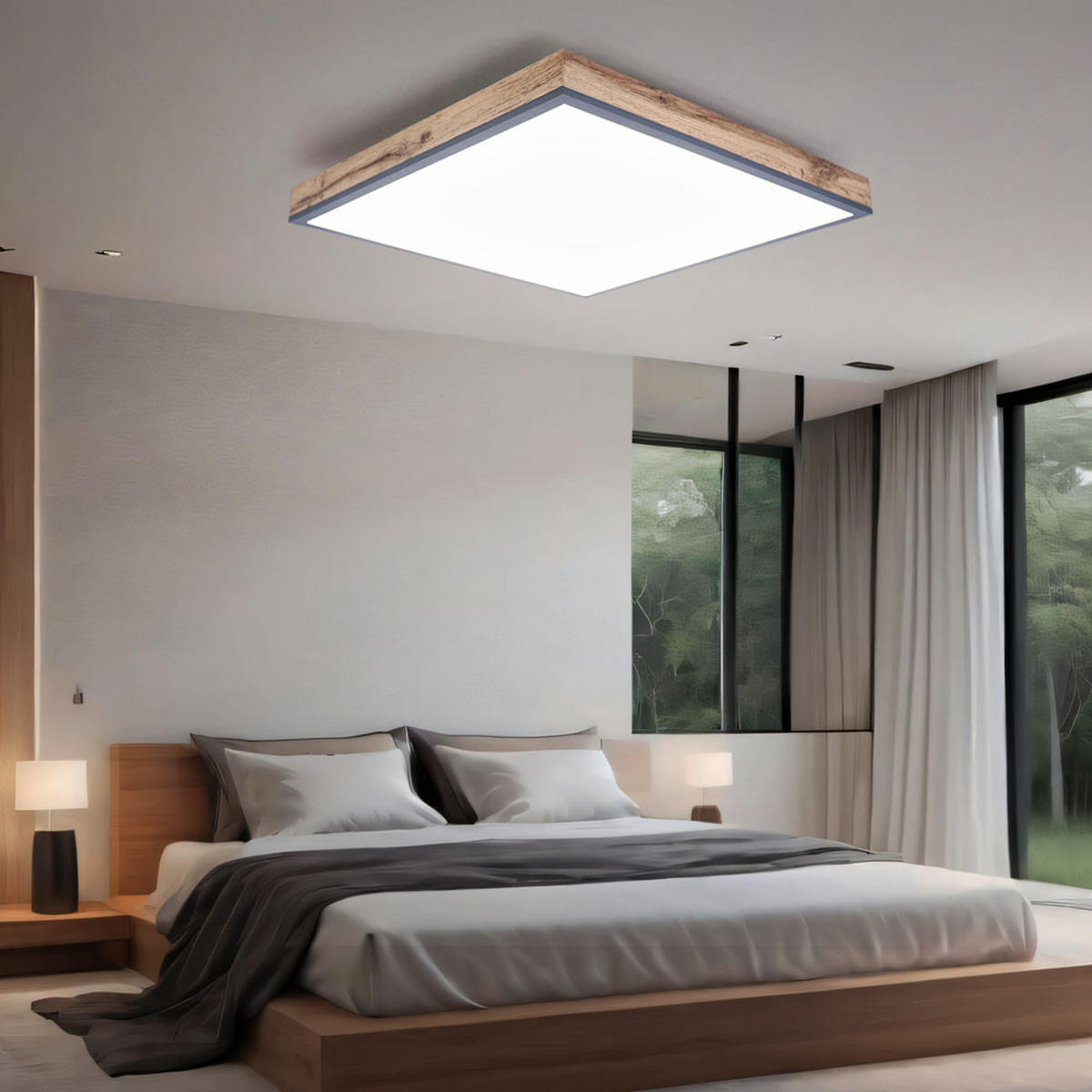 LED DECKENLEUCHTE DORO Holzoptik Braun Opal - Braun, Metall (30/30/6cm) - Globo Lighting