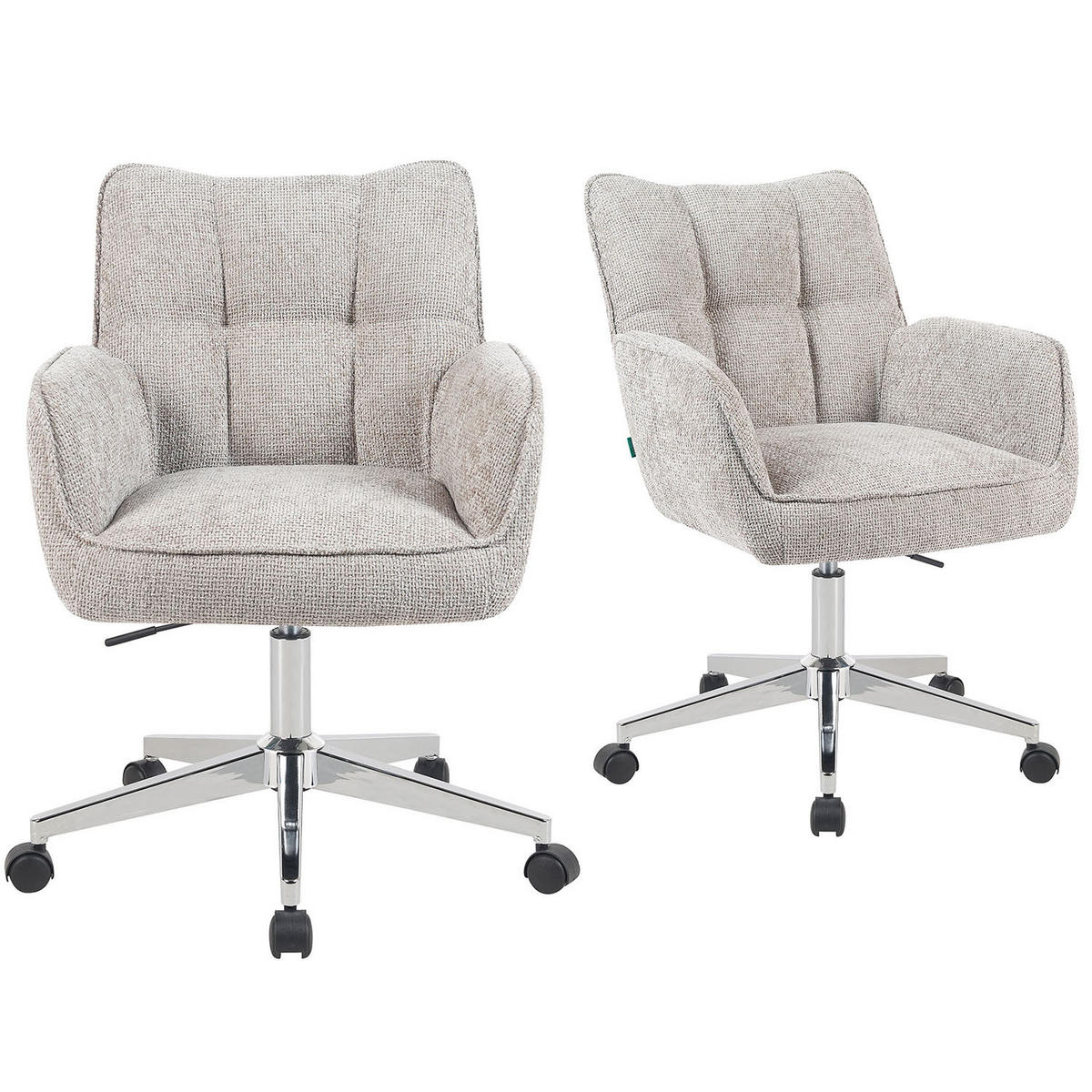 BÜROSTUHL Mika-Tabea - Chromfarben/Hellgrau, Textil/Metall (59/81/66cm) - DUBI Möbel