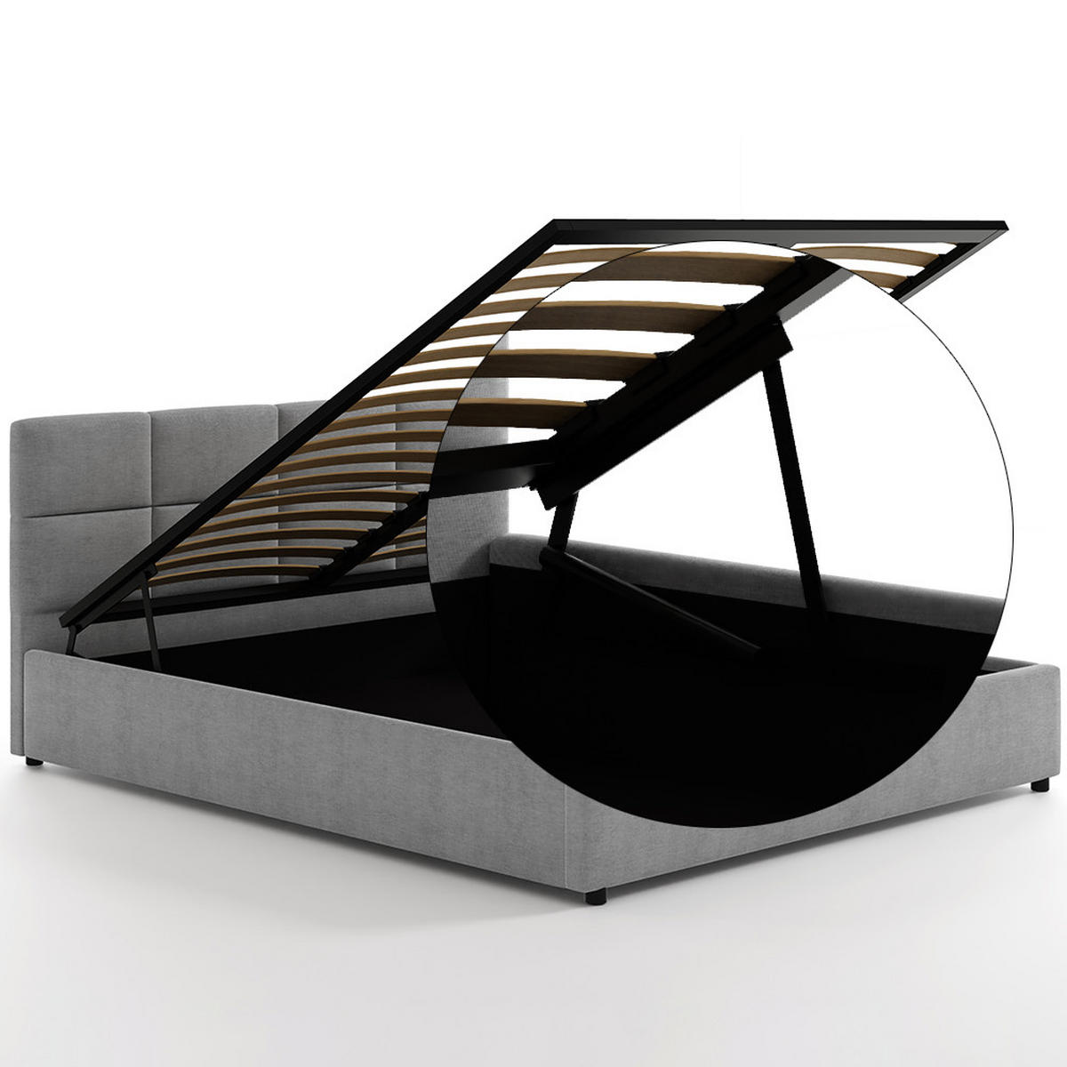 POLSTERBETT 140×200 mit Bettkasten und Lattenrost Mika 028-28 Grau Geflochten - Grau, Holz/Textil (140/200cm) - Jana