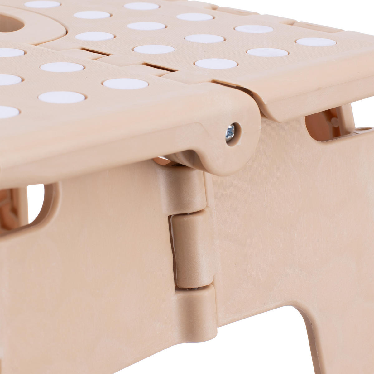 KLAPPHOCKER - Beige, Kunststoff/Textil (39/39/32cm) - Relaxdays