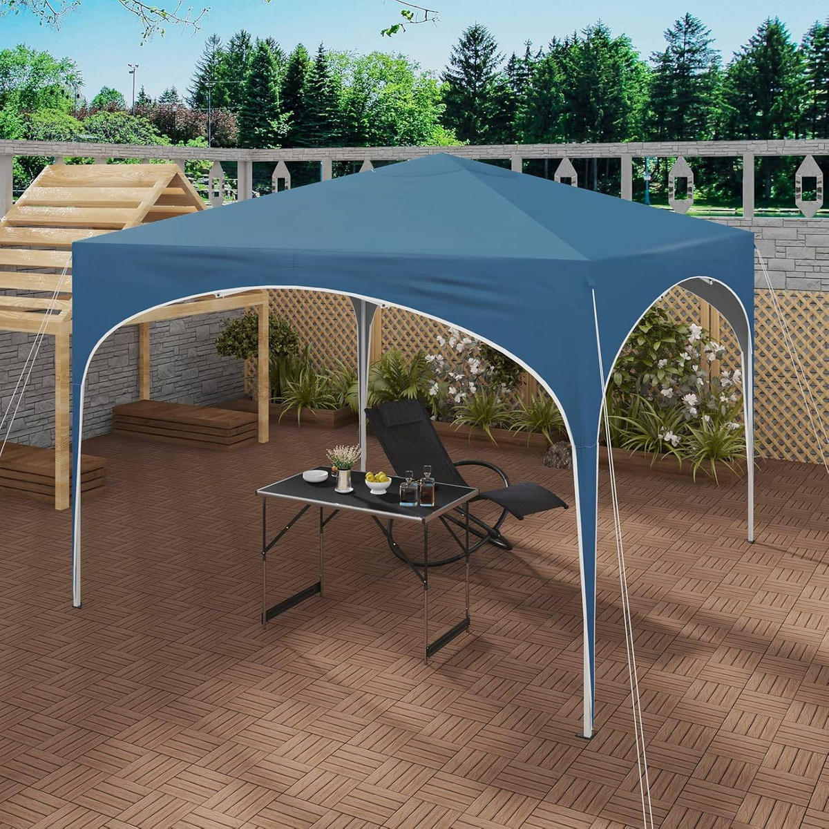 PAVILLON Faltbar wasserdichter Faltpavillon, aus Oxford Metallrahmen 3x3m - Blau, Metall (300/260/300cm) - Woltu