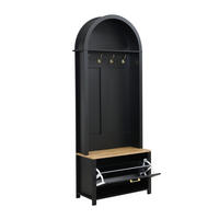 GARDEROBE Schuhregal Haken MDF - Schwarz, Holz (75/195/35cm) - LEBENLANG