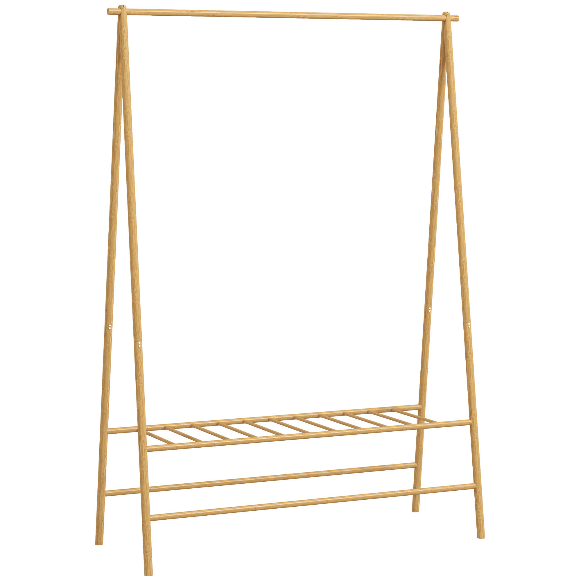 HOMCOM VĚŠÁK NA ODĚVY Bambus, 116 x 43,5 x 160 cm, přírodní dřevo
