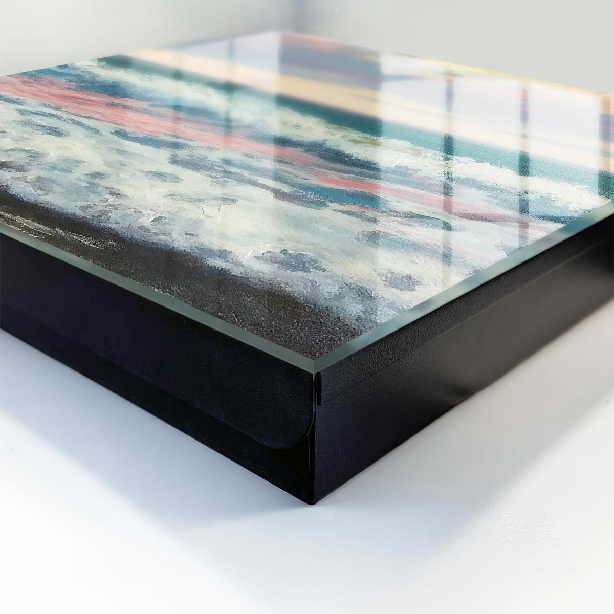 SCHLÜSSELBOX Schwarz 30x30 cm- Türöffnung nach rechts - Meereslandschaft - Blau, Metall (30/30/5cm) - TULUP