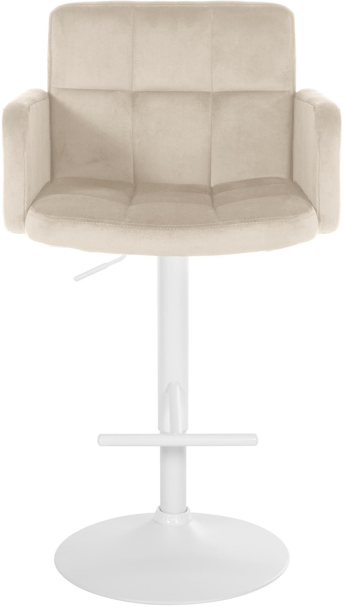 BARHOCKER 2er Set Sutun Samt Creme Weiß - Creme, Textil/Metall (60/93/56cm) - DELUKE