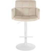 BARHOCKER 2er Set Sutun Samt Creme Weiß - Creme, Textil/Metall (60/93/56cm) - DELUKE