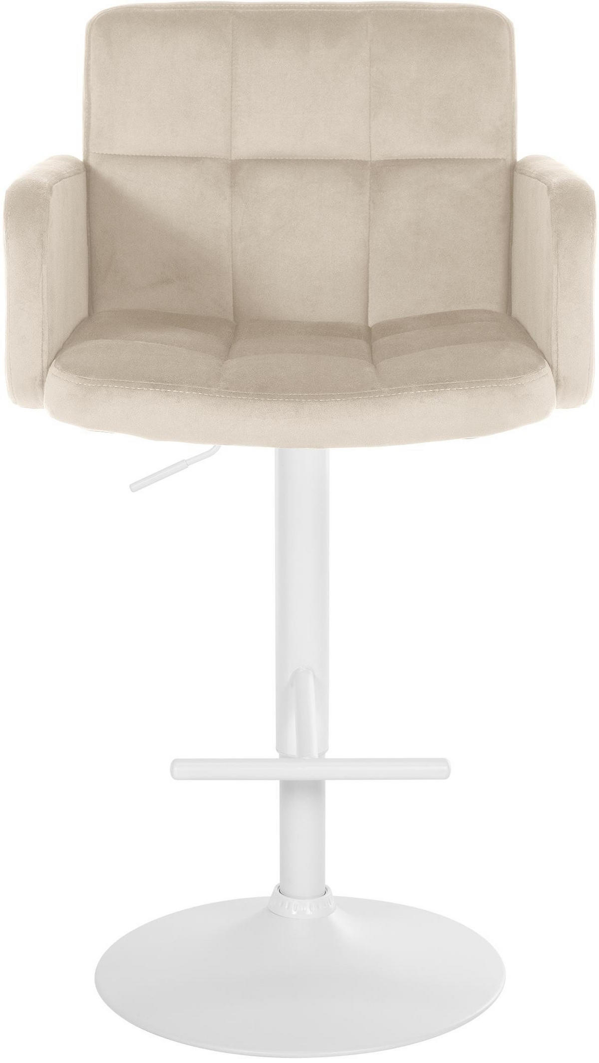 BARHOCKER 2er Set Sutun Samt Creme Weiß - Creme, Textil/Metall (60/93/56cm) - DELUKE