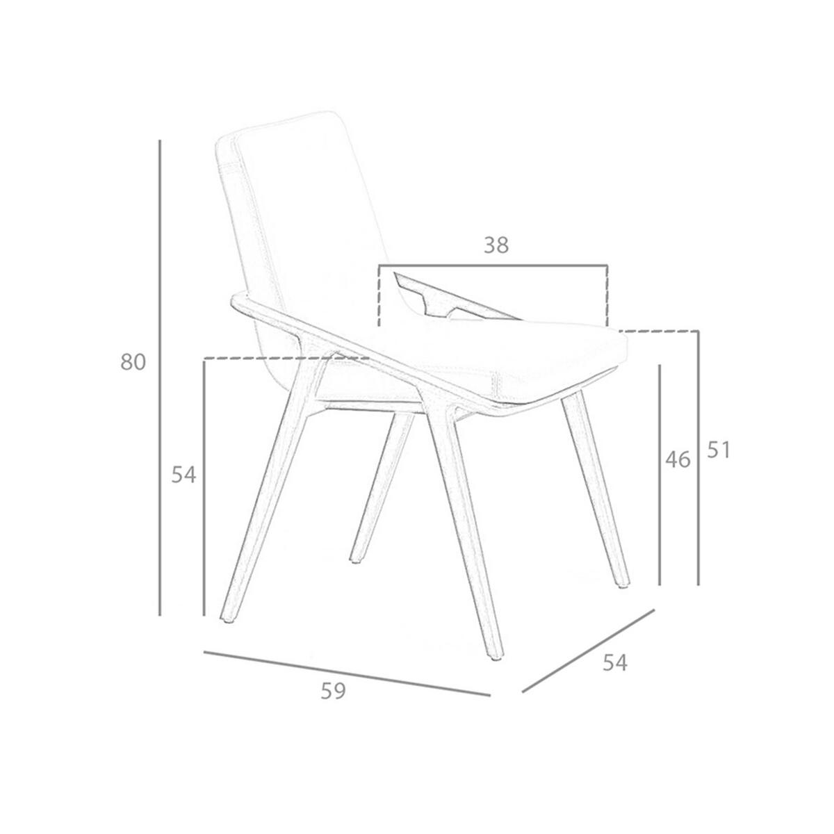 STUHL Nerzfarben 54/59/80 cm - Taupe/Fango, Leder/Holz (54/80/59cm) - ANGEL CERDA