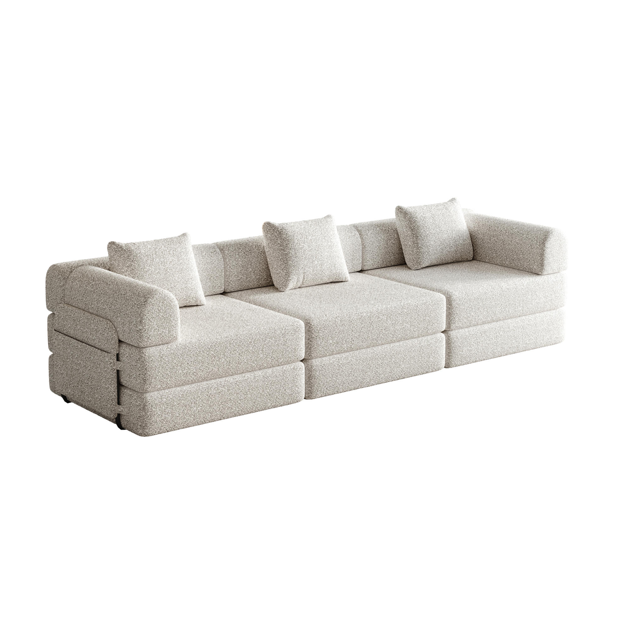 SCHLAFSOFA 2-in-1 mit Ablagefach in der Armlehne und Stahlrahmen Khaki Chenille 100/80/90 cm - Naturfarben, Textil (181.6/49.5/94cm) - OKWISH