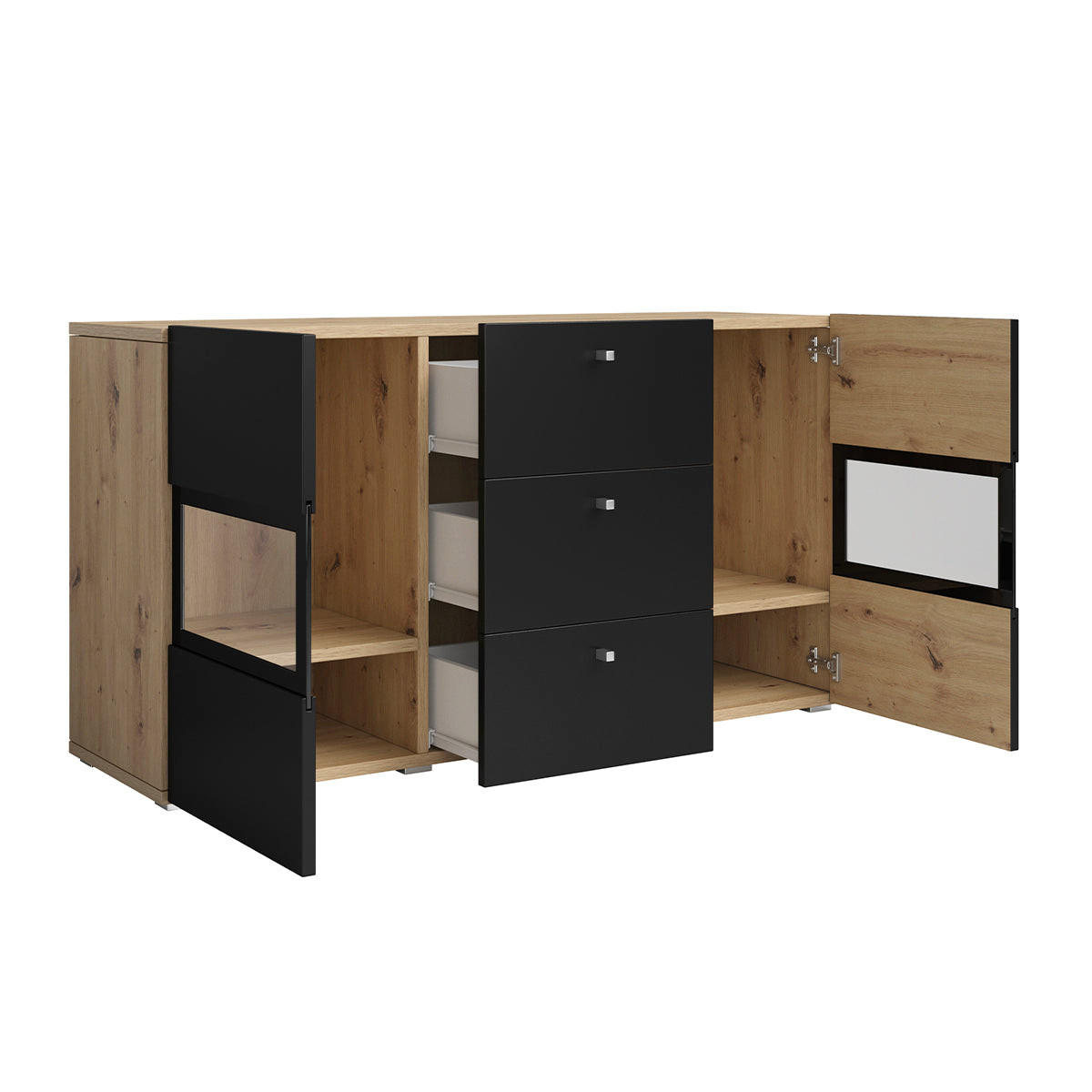 SIDEBOARD Sloan Černá a dřevo - černá, kompozitní dřevo (132/70/39cm) - Petits-meubles