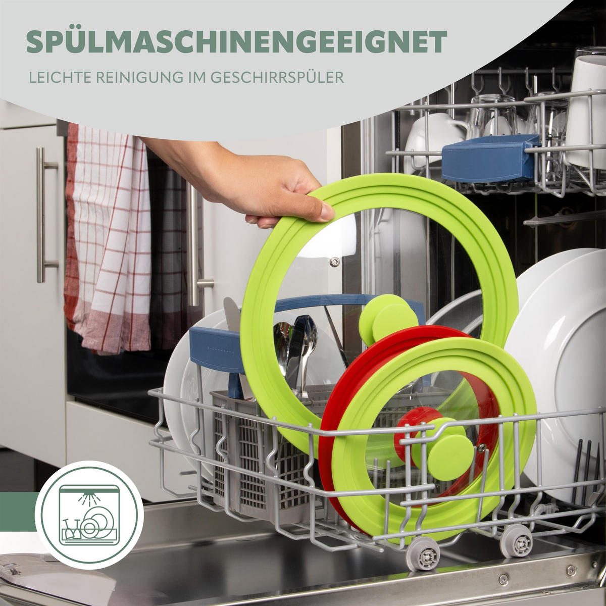 UNIVERSAL-GLASDECKEL, 16/18/20 cm, grün klein - Grün, Glas (20/20/5cm) - bremermann