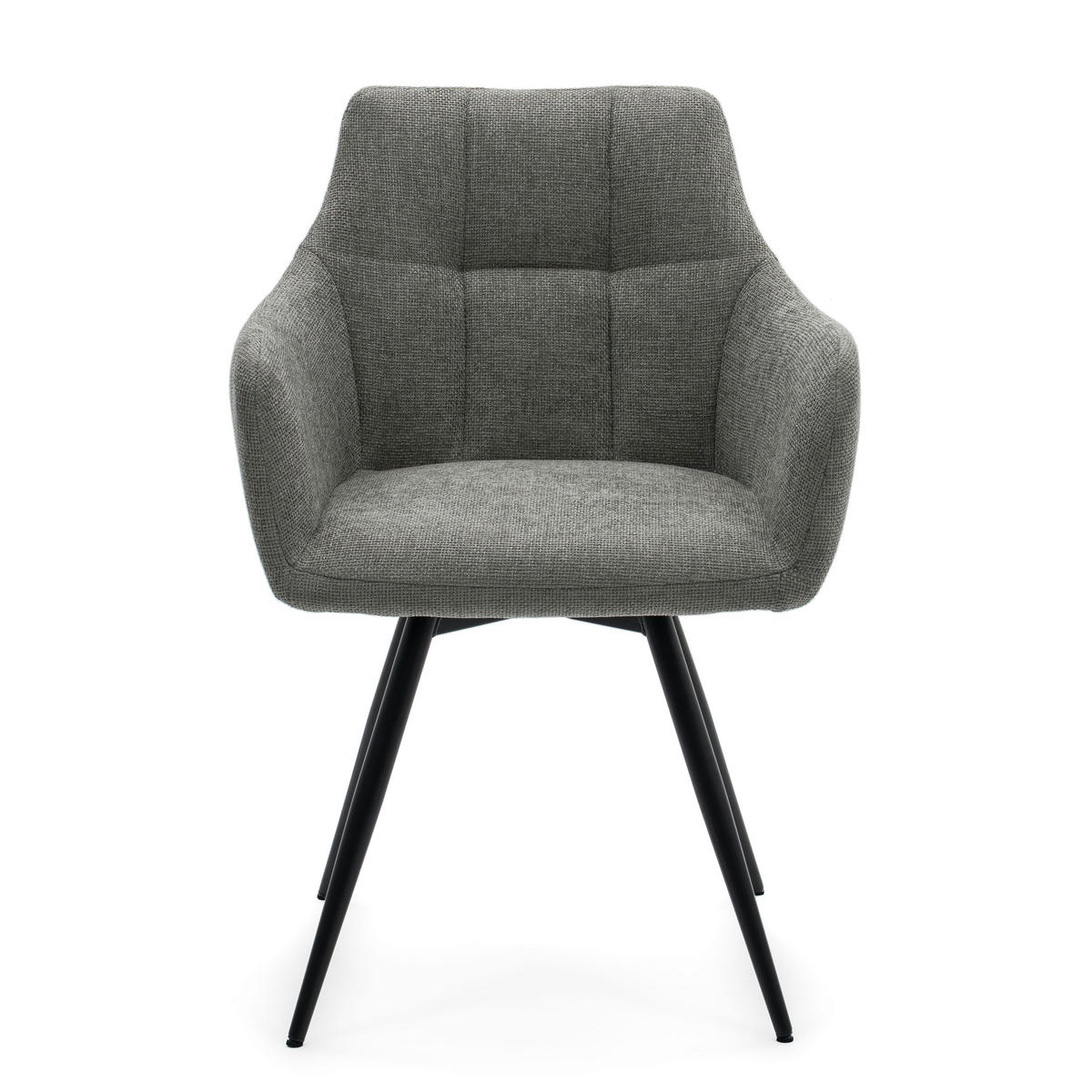 STUHL LUGANO drehbar gepolsterter mit Steppung - grau - Chenille - Schwarz/Grau, Textil/Metall (58/84/59cm) - NEW HOME