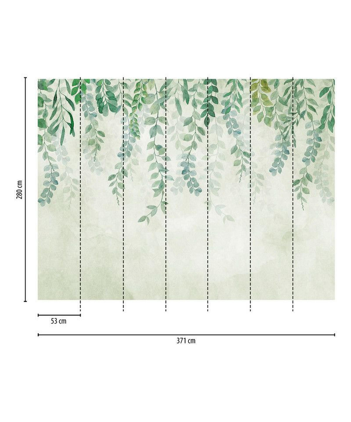 VLIESTAPETE Grün 371/280 cm - Blau/Grün, Textil (371/1cm) - KUNSTLOFT