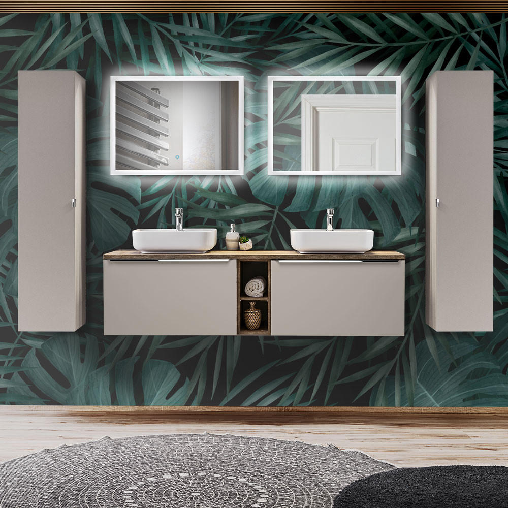 BADMÖBEL-SET 10-TLG. Puebla-56 - Beige, Holzwerkstoff (270/200/46cm) - Lomado