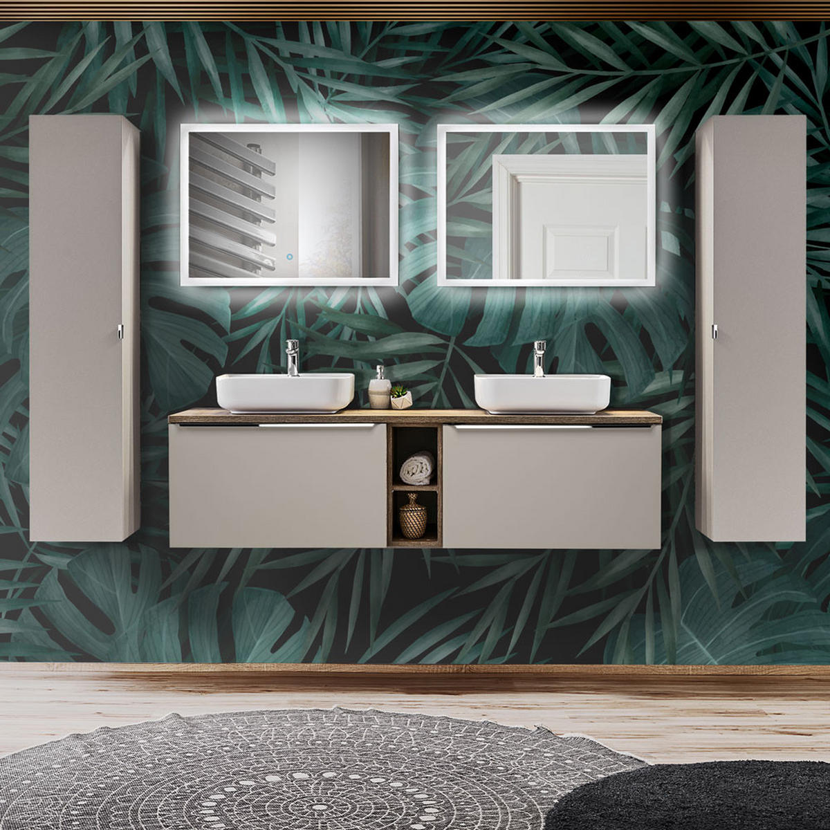 BADMÖBEL-SET 10-TLG. Puebla-56 - Beige, Holzwerkstoff (270/200/46cm) - Lomado