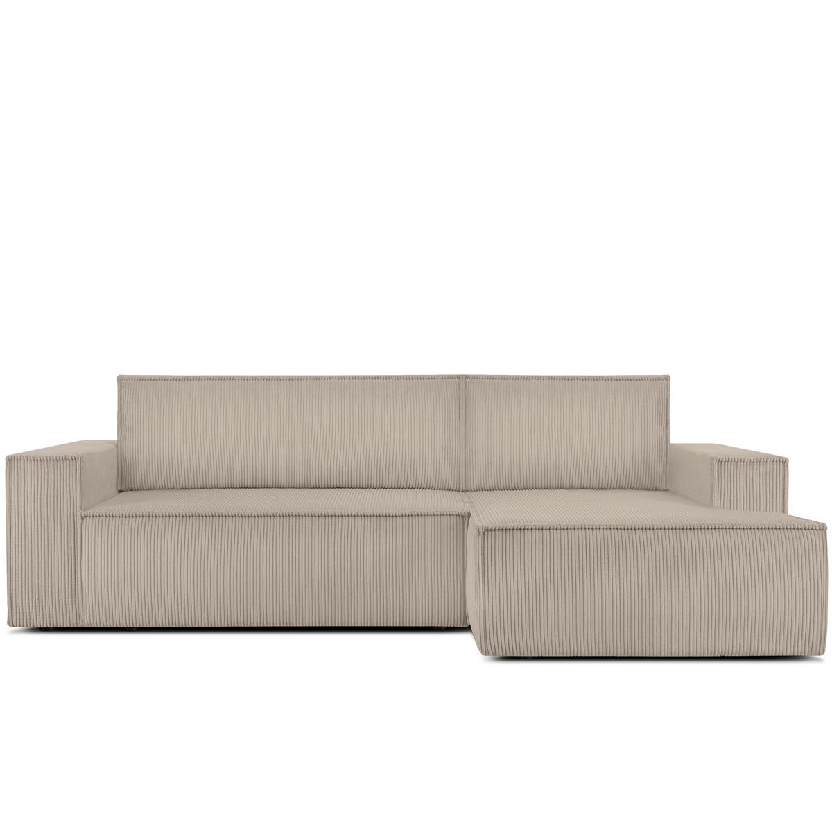 ECKSCHLAFSOFA-RECHTS NAPI in Pet Friendly Cord-Stoff, beige - Beige/Schwarz, Textil (262/148cm) - KONSIMO®