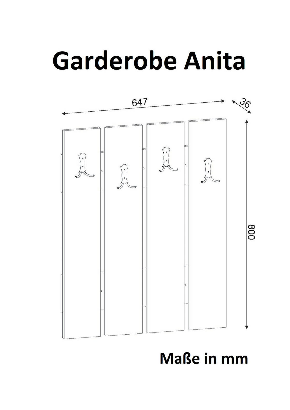 GARDEROBE Anita Weiß - Weiß, Holzwerkstoff (64.7/80/3.6cm) - moebel17