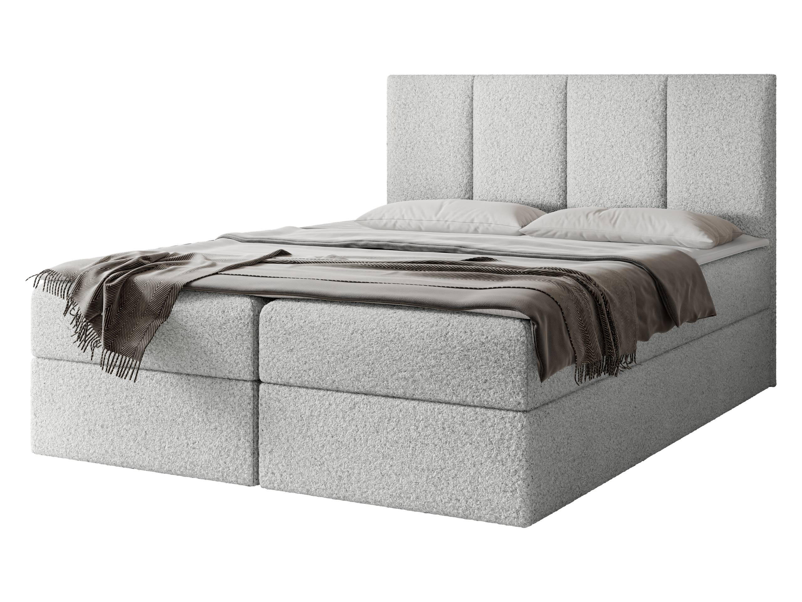 BOXBETT Rebos Boucle - H3 - Hellgrau, Holz/Textil (180/200cm) - MIRJAN24