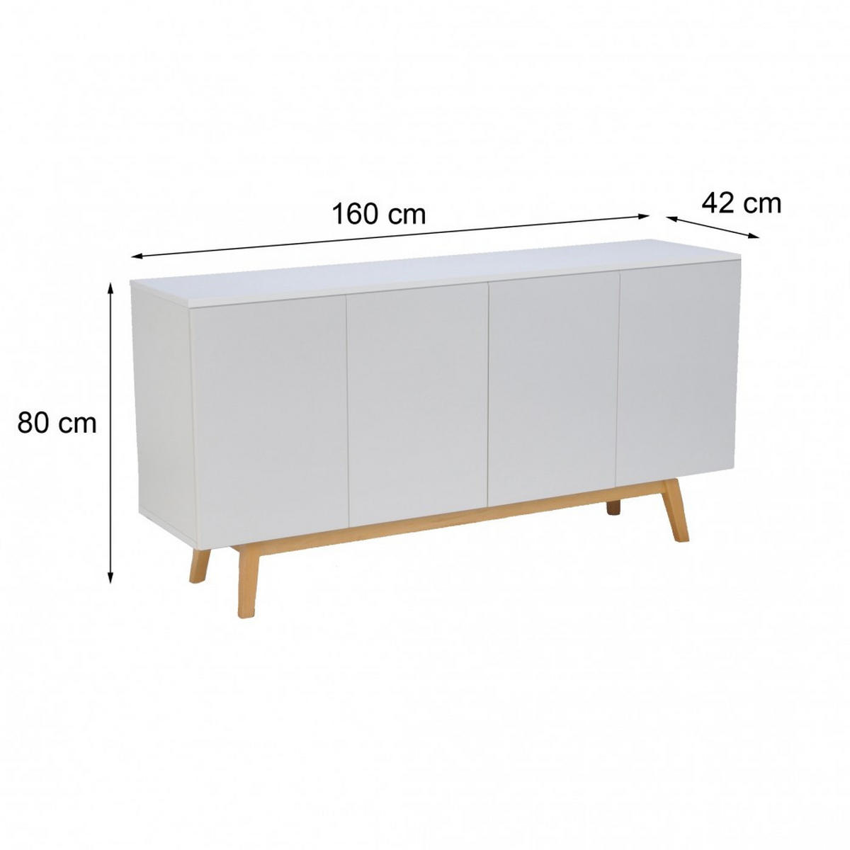 SIDEBOARD HOME/ 4 Türen + 2 Schubladen - Weiß - Weiß, Holzwerkstoff (160/80/42cm) - Weber Industries