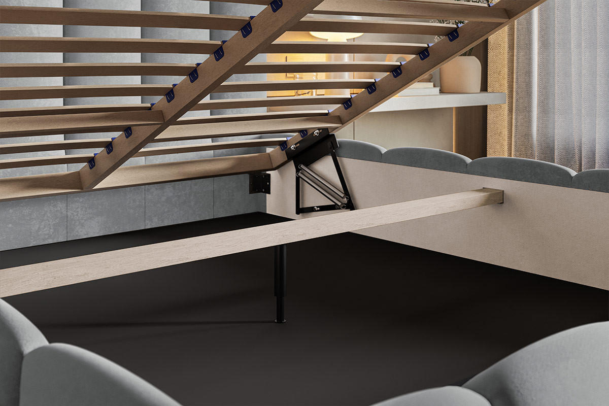 POLSTERBETT 140x200 Palermo mit Bettkasten, Lattenrost, Boucle, Creme - Creme, Holz/Textil (140/200cm) - Emporius